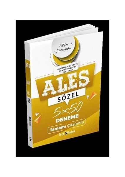 Ales Sözel 5X50 Deneme Tamamı Çözümlü + Yapışkanlı Not Kağıdı