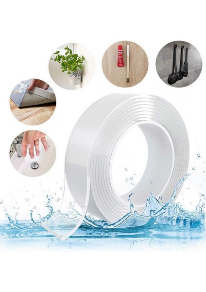 Duvara Tablo Albüm Obje Dekor Asmak Için Iz Bırakmaz Çift Taraflı Nano Bant 2 mt Güçlü Yapıştırıcı Ç