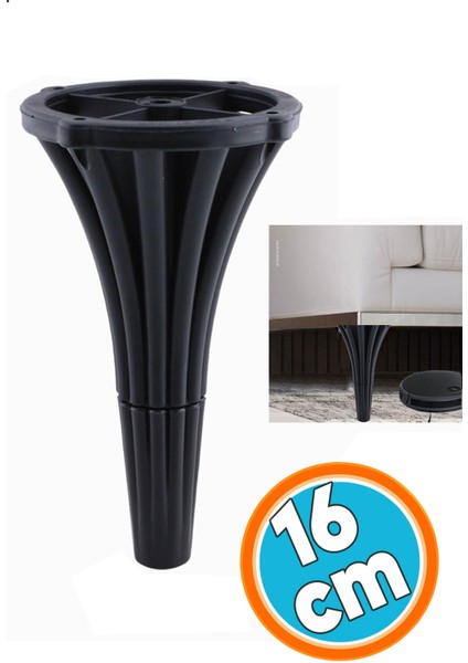Konsol Mobilya Kanepe Koltuk Tv Ünitesi Baza Ayağı Orta Sehpası Ayak Ayakları 16 cm Siyah Siyah Tekl