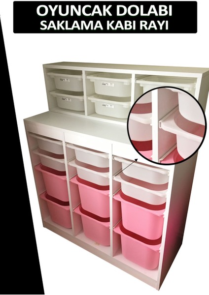 Oyuncak Dolabı Saklama Kabı Rayı Küçük Boy 19 cm Dolap Içi Düzenleyiciler Beyaz fırsatları