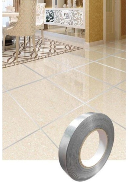 Fayans Arası Şerit Dekoratif Yapışkan Gümüş Bant Kaplama 50 mt