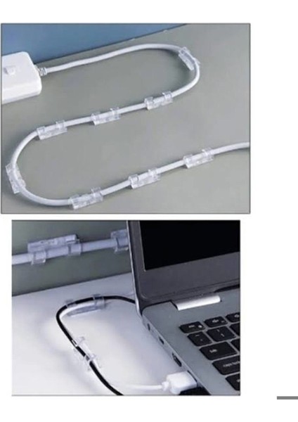 20LI Şeffaf Kablo Sabitleyici Düzenleyici Duvar Klipsi Yapışkanlı Kablo Organizer Tutucu Toplayıcı