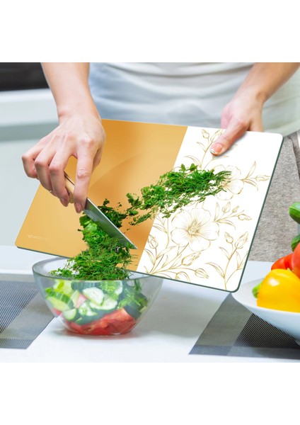 Cam Kesme Tahtası ve Sunumluk Vintage Sarı Çiçek 20X30 cm indirimleri