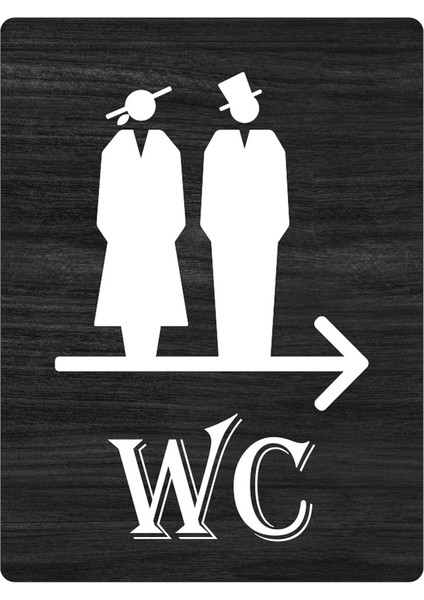 Ahşap Wc Tabela, Esprili Wc Yazısı Kapı Üzeri Tabela Sıkışmış Kadın Erkek Silüeti