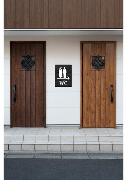 Ahşap Wc Tabela, Esprili Wc Yazısı Kapı Üzeri Tabela Sıkışmış Kadın Erkek Silüeti fiyatları