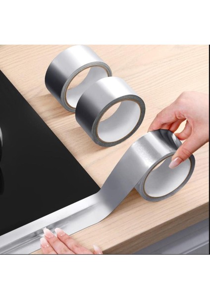 Kendinden Yapışkanlı Alüminyum Su Sızdırmaz Yanmaz Bant 5m Izolasyon Bandı Gümüş Cn