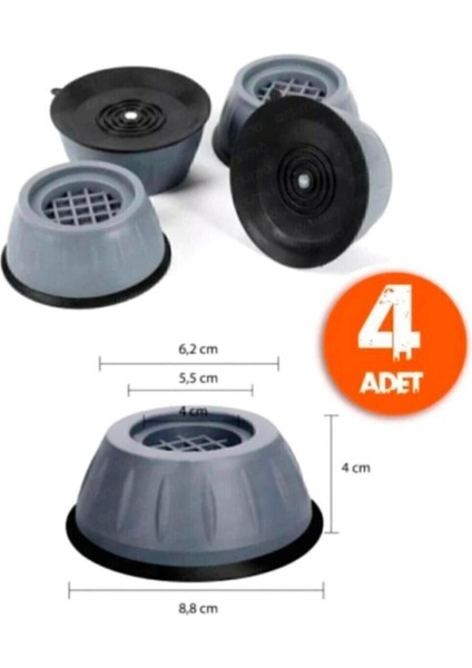 4 Lü Çamaşır Makinesi Titreşim Sallantı Önleyici Engelleyici Ayak Gri Tekli Beyaz Eşya Ayağı indirimleri