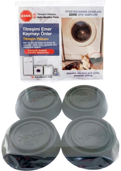 Çamaşır ve Kurutma Makinesi Titreşim Önleyici Ayağı Altlığı Ayaklığı Vantuzlu Kauçuk Set (4 Adet) Si