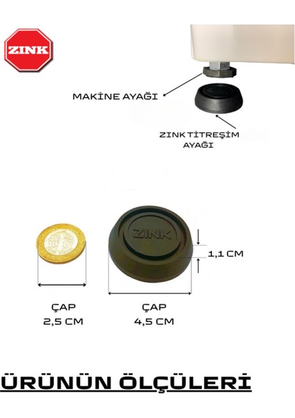 Çamaşır ve Kurutma Makinesi Titreşim Önleyici Ayağı Altlığı Ayaklığı Vantuzlu Kauçuk Set (4 Adet) Si modelleri