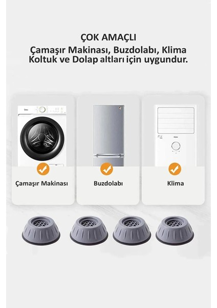 Masa Sabitleme 4lü Ayak Seti Kaydırmaz Stoper Güçlü Vantuz Pratik Çözümler Mutfak Banyo Güvenlik Gri indirimleri