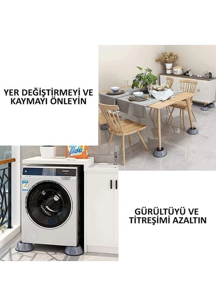 4 Adet Çamaşır Bulaşık Makinası Buzdolabı Yükseltici 4'lü Makine Altlığı Titreşim Önleyici Gri 4'lü fırsatları