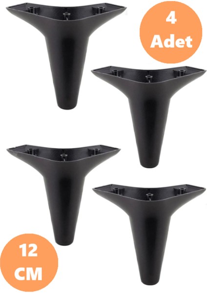 Aspen Lüks Mobilya Kanepe Koltuk Tv Ünitesi Baza Ayağı Ayakları 12 cm Siyah Ayak (4 Adet) Siyah 4'lü