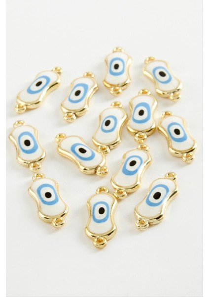 Resveq Oval Nazar Çift Kulplu Mineli Bileklik ve Kolye Ucu Aparatı 1 Adet-Beyaz fiyatları