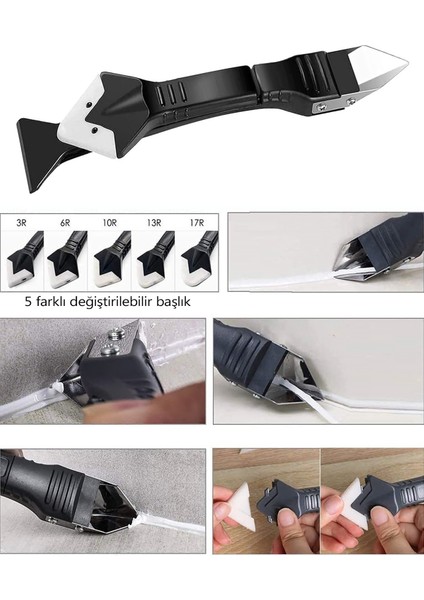 3 Ü 1 Arada Fayans Derz Silikon Kazıyıcı Sıyırıcı ve Uygulayıcı Aparat Silikon Kazıyıcı Bıçak Sökücü