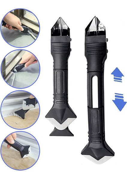 3 Ü 1 Arada Fayans Derz Silikon Kazıyıcı Sıyırıcı ve Uygulayıcı Aparat Silikon Kazıyıcı Bıçak Sökücü