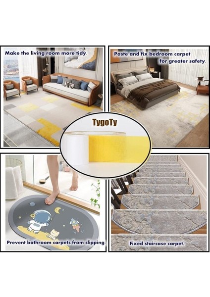 2 Adet 10 Metre Halı Kaydırmaz Bant Çift Taraflı Dokuma Teknoloji Süper Güçlü Çerçeve Taşıyıcı Bant