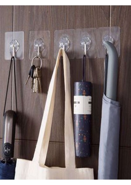 Askı Askılık 10 Adet Güçlü Şeffaf Duvar Askısı Askılığı Yapışkan Vantuz Kanca Mutfak Banyo Askısı Şe indirimleri