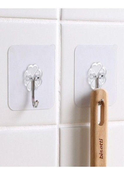 Askı Askılık 10 Adet Güçlü Şeffaf Duvar Askısı Askılığı Yapışkan Vantuz Kanca Mutfak Banyo Askısı Şe