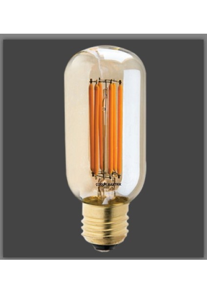 4WATT Bal Rengi E27 Duylu 2500KELVIN Gold T45 Flamanlı Rustik LED Ampül 435LÜMEN Sarı Işık E27 LED A modelleri
