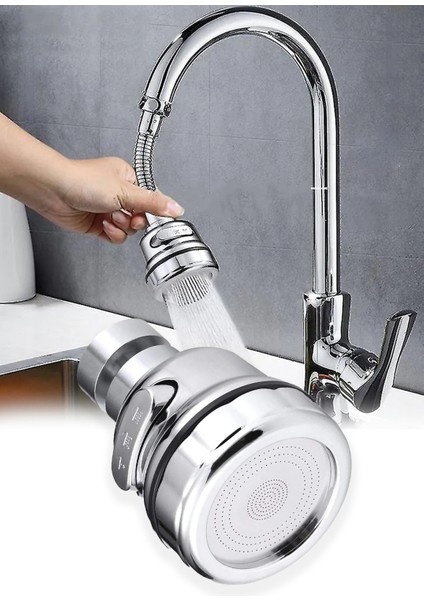 Oynar Başlıklı Musluk Başlığı Kireç Önleyici Su Tasarruflu Başlık Musluk Uzatıcı Aparat 2 Yıl Gri 3