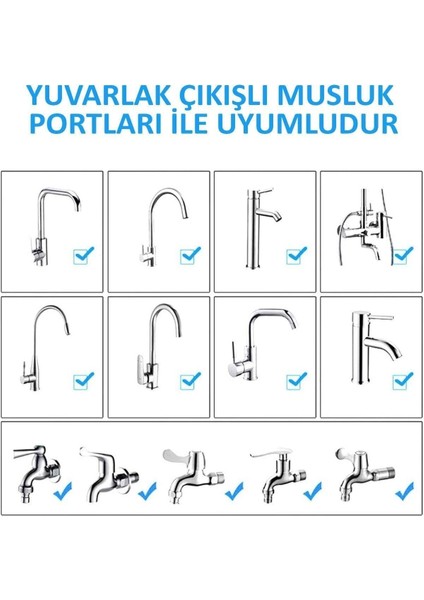 Oynar Başlıklı Musluk Başlığı Kireç Önleyici Su Tasarruflu Başlık Musluk Uzatıcı Aparat 2 Yıl Gri 3