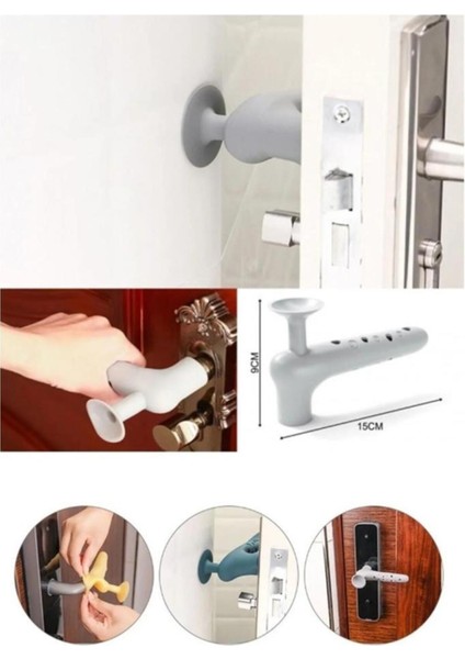 1 Adet Gri Renk Silikon Kapı Kolu Stoperi Pencere Tutucu Stoper Çocuk Güvenlik Duvar Koruyucu 1 Adet fırsatları