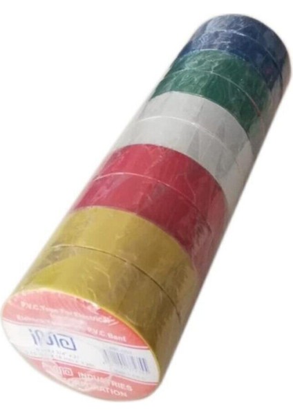 Pvc Elektrik Izolasyon Bandı Izole Bant 10 Adet Renkli 5 Metre Izolasyon Bandı