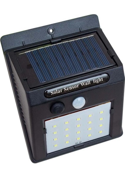 PM-4528 Solar Sensörlü Duvar Tipi 20 Ledli Beyaz LED Aplik Beyaz Işık E27 LED Ampul 0 - 250 Watt Var