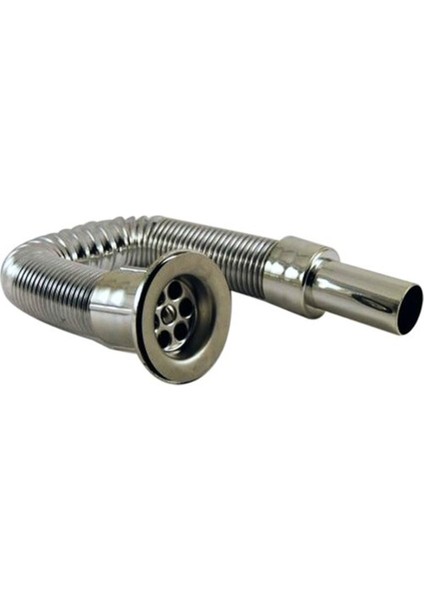 Körüklü Lavabo Sifonu Lavabo Gider Borusu Süzgeçli Krom 80CM Tesisat Malzemeleri