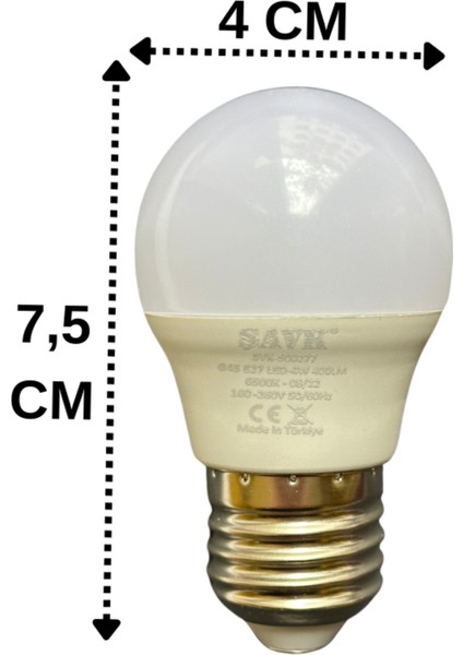 Şavk 4W (40W) 6500K (Beyaz Işık) E27 Duylu LED Top Ampul Tekli Beyaz Işık E14 LED Ampul 0 - 250 Watt fiyatları