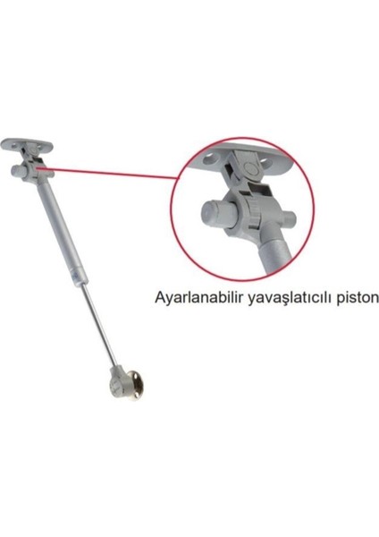 100 N Frenli Yavaş Kapanan Gazlı Amortisör Piston Kalkar Kapak Için Gri Mobilya Makasları Beyaz