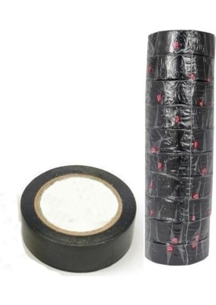 10 Adet - Elektrik Bandı Siyah - Izole Pvc Elektrik Bandı Bant Hızlı Yapıştırıcı