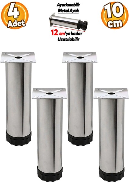 Ayarlanabilir Mobilya Kanepe Baza Koltuk Metal Destek Yükseltici Ayağı 10 cm Krom Ayakları 4 Adet Be fiyatları