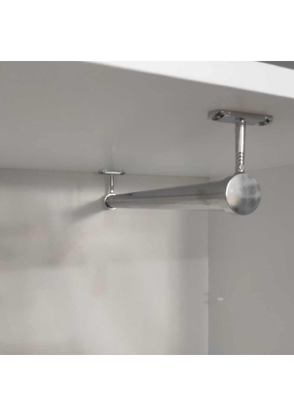 Dolap Içi (35 Cm) Krom Yuvarlak Askı Borusu( Askı Borusu +Flanş+Vida) - Dolap Içi Düzenleyiciler - 2
