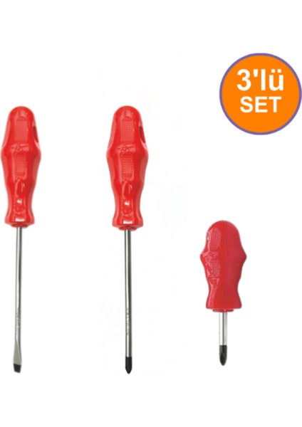 Tornavida Set Yıldız Tornavida 4X100 + Düz Tornavida 4X100 + Yıldız Mini Topaç 6X38MM Tornavida Seti