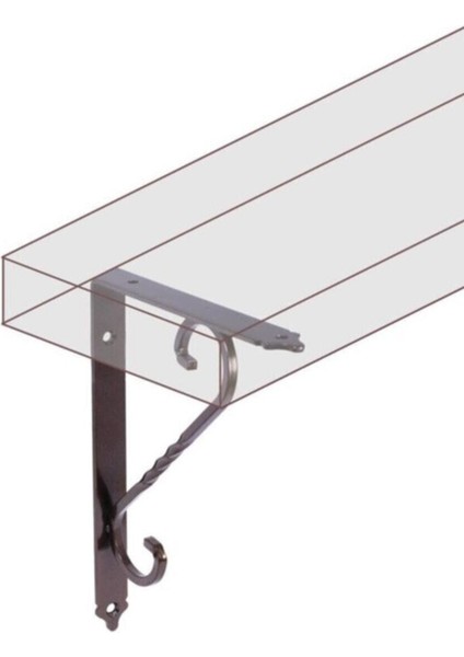 230X155 Renk Seçenekli Ferforje Metal Raf Altı L Ayak Raf Altı Siyah fiyatları