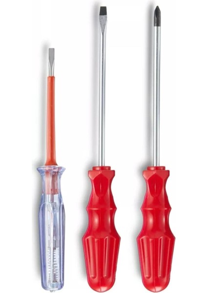 3'lü Tornavida Seti Düz + Yıldız Tornavida+Kontrol Kalemi 004 Midi