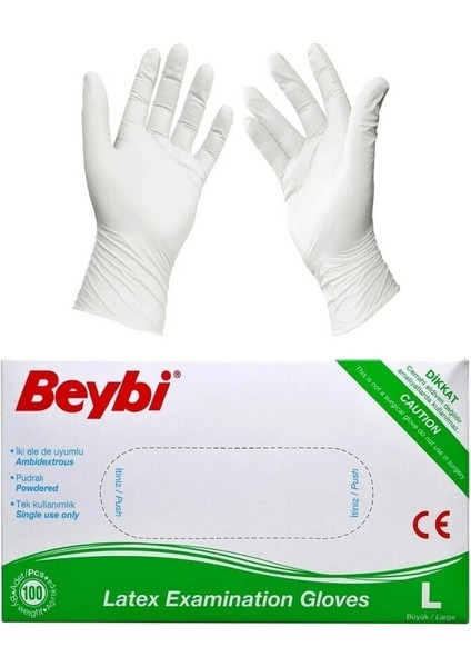 Muayene Eldiveni Beyaz Pudralı (100 Adet) Beyaz Th