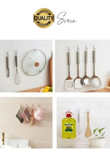 Özel Üretim 10 Adet Kendinden Yapışkanlı Askı Şeffaf Güçlü Anahtar Kapı Duvar Metal Kanca Çok Amaçlı