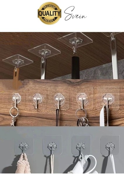 Özel Üretim 10 Adet Kendinden Yapışkanlı Askı Şeffaf Güçlü Anahtar Kapı Duvar Metal Kanca Çok Amaçlı