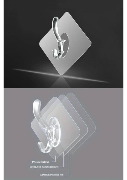 12 Parça Güçlü Yapışkanlı Şeffaf Duvar Askısı Suya Dayanıklı Banyo Mutfak Düzenleyici Pratik Askılık modelleri