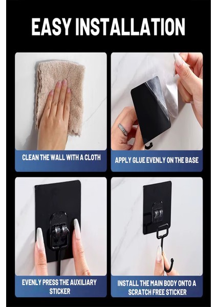 3'lü Set Kendinden Güçlü Yapışkanlı Mutfak Banyo Dolap Fayans Duvar Havlu Askısı Kanca Siyah Cn fiyatları