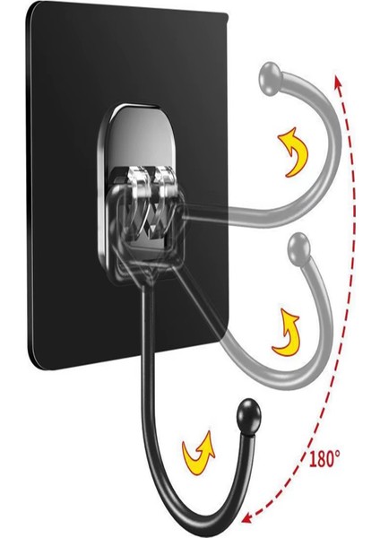 3'lü Set Kendinden Güçlü Yapışkanlı Mutfak Banyo Dolap Fayans Duvar Havlu Askısı Kanca Siyah Cn