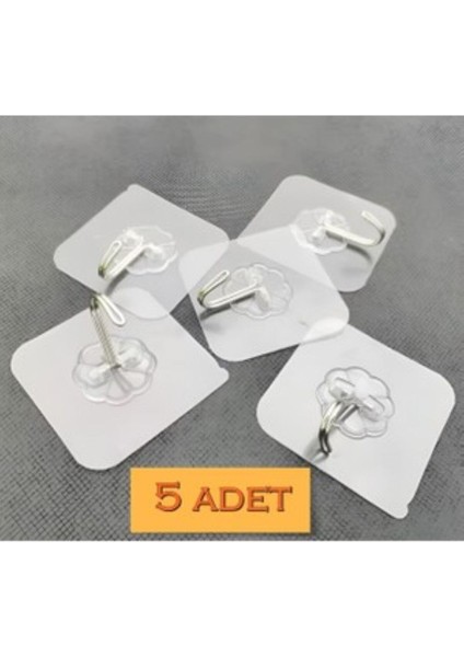 Askı Askılık 5 Adet Güçlü Şeffaf Duvar Askısı Askılığı Yapışkan Vantuz Kanca Mutfak Banyo Aksesuar B fiyatları