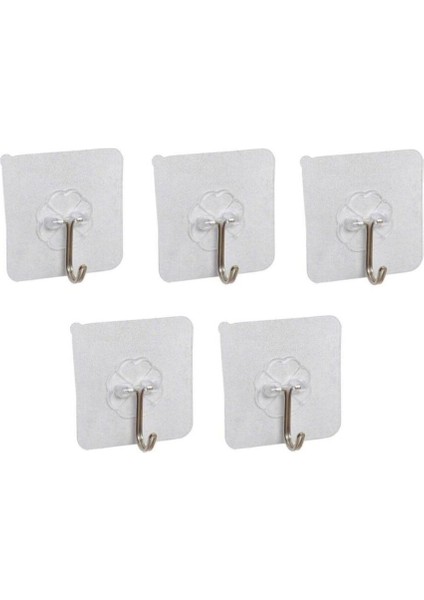 Askı Askılık 5 Adet Güçlü Şeffaf Duvar Askısı Askılığı Yapışkan Vantuz Kanca Mutfak Banyo Aksesuar B fırsatları
