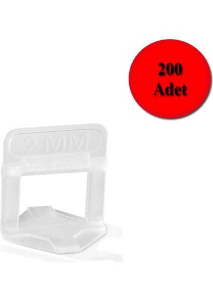 Fayans Seramik Seviye Tespit Derz Artısı Klipsi 2 mm 200 Adet Şeffaf
