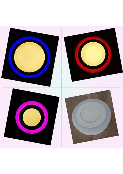 Çift Renkli 12+4 W LED Panel Sıva Üstü Yuvarlak Spot Armatür (Mavi - Gün Işığı) modelleri