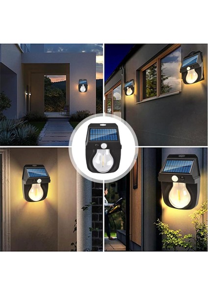 Solar Güneş Enerjili Ampul LED Bahçe Aydınlatması Hareket Sensörlü Su Geçirmez Duvar Lambası A+++ A modelleri
