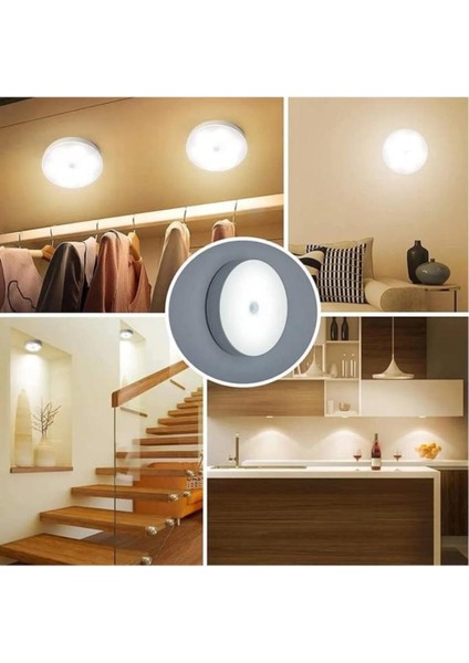1 Adet 8 LED Hareket Sensörlü Beyaz Işık USB Şarjlı Mıknatıslı Merdiven Oda Dolap Işığı Gece Lambası