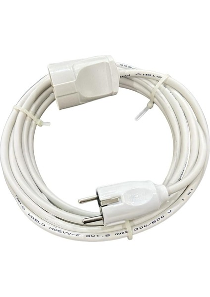 5 Metre 3x1,5 mm Cca Ttr Tekli Beyaz Renk Topraklı Kauçuk Seyyar Elektrik Kablosu 1 Yok 4 - 5 M Yok